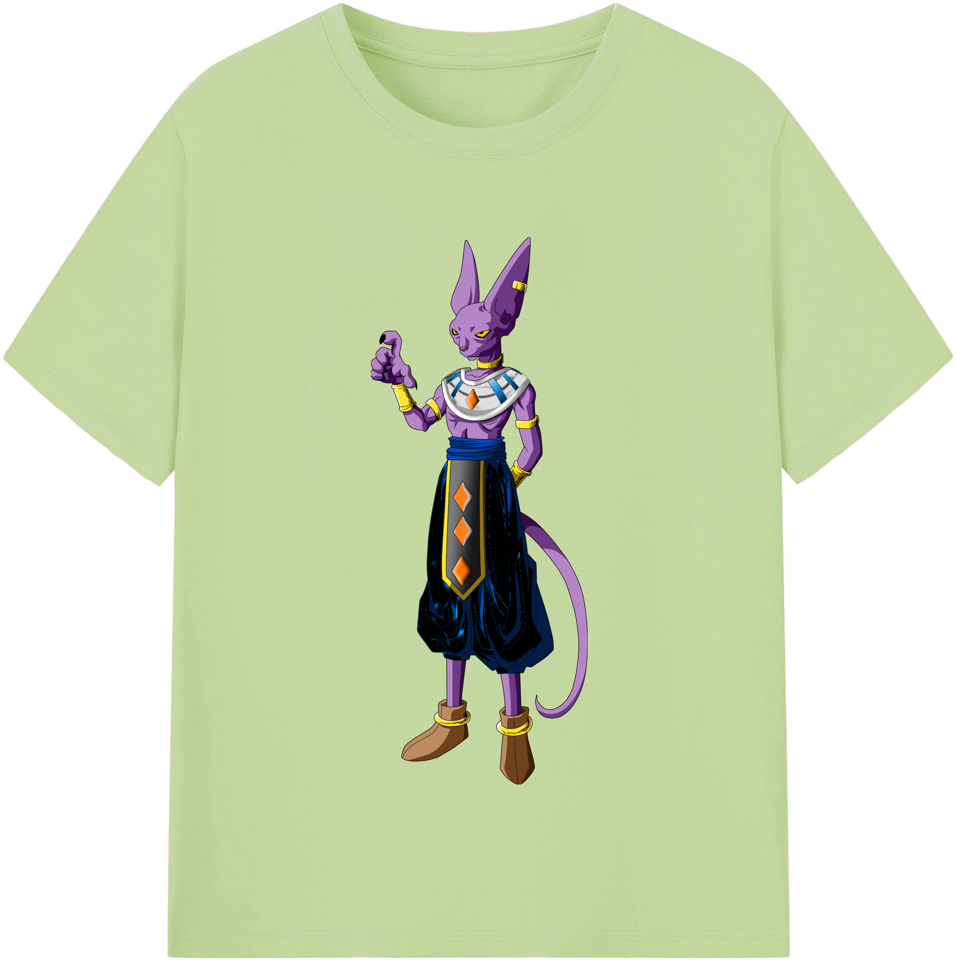 （画像用） ドラゴンボール ビルス 破壊神ビルス DRAGON BALL Beerus Birusu 綿100％半袖Tシャツ（フロントプリント）